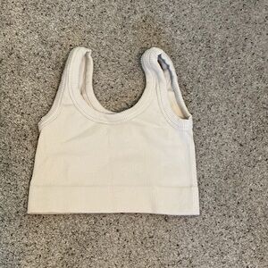 New Zenana Outfitters Ribbed Scoop Neck Crop Tank ~ Light Tan